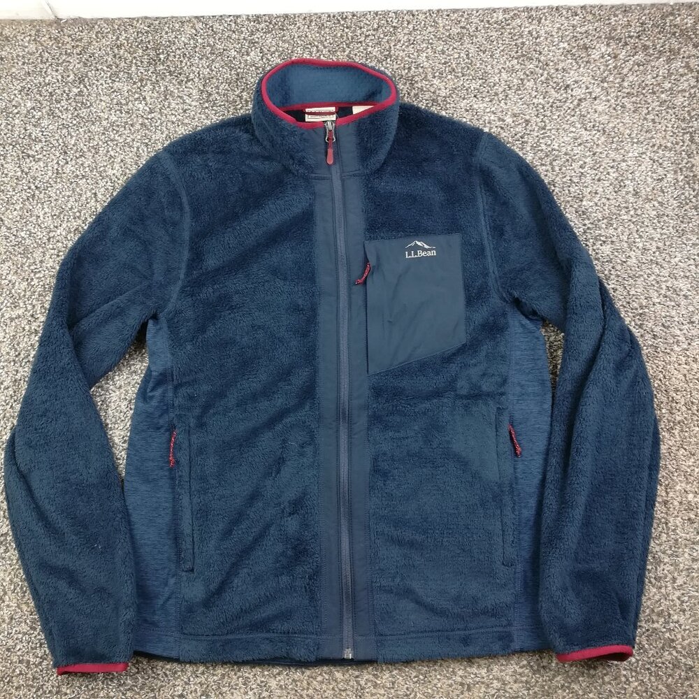 NWT LL Bean Jacket Adventure Hybrid Fleece Full Zip Navy Blue Mens Medium - Picture 1 of 8